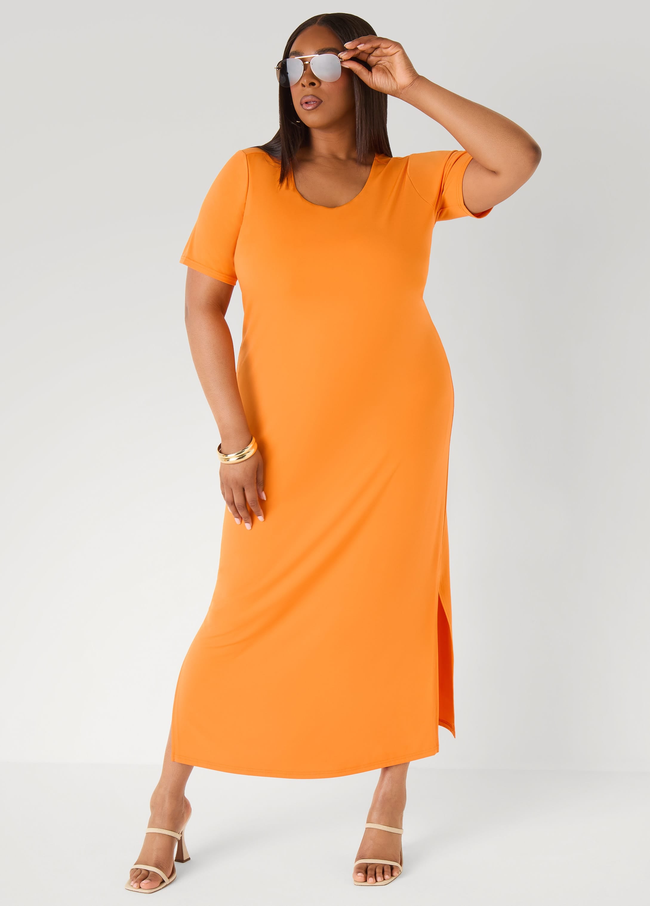 Stretch Knit Maxi T Shirt Dress – Ashley Stewart