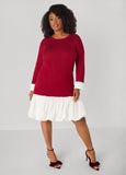 Poplin Paneled Ribbed Bubble Dress