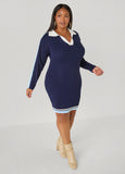Striped V Neck Polo Dress
