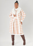 Plus Size Houndstooth Sweater Duster Office Core Three Piece Set