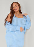 Checked Textured Knit Cardigan