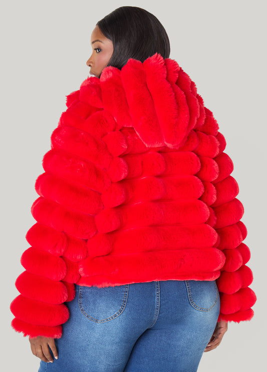 Puff Effect Faux Fur Jacket