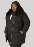 Quilted Faux Fur Trimmed Coat