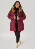 Quilted Faux Fur Trimmed Coat
