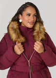 Quilted Faux Fur Trimmed Coat