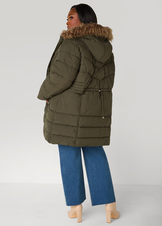 Faux Fur Trimmed Puffer Coat