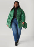 Asymmetric Belted Puffer Jacket