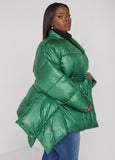 Asymmetric Belted Puffer Jacket