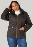 Mock Neck Quilted Bomber Jacket