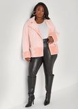 Cuffed Faux Shearling Moto Jacket