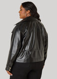 Snap Front Faux Leather Jacket