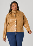 Snap Front Faux Leather Jacket