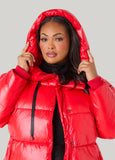 Zip Detailed Glossed Puffer Jacket