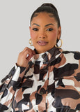 Belted Camo Print Satin Jacket