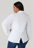 Satin Paneled Rosette Blazer