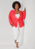Plus Size Rosette Blazer Mesh Flower Jacket Plus Size Outerwear