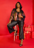 Plus Size Iridescent Jacket Holiday Party Sequin Fringed Jacket