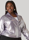 Metallic Croc Effect Moto Jacket
