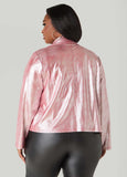 Metallic Croc Effect Moto Jacket