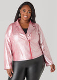 Metallic Croc Effect Moto Jacket