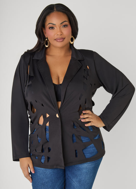 Cutout Knit Blazer