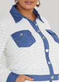 Denim Paneled Textured Jacket