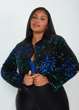 Cropped Sequined Velvet Jacket