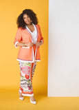 Plus Size Orange Striped Scuba Blazer Two Piece Suit Matching Set