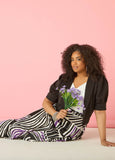 Plus Size Short Sleeved Scuba Crop Jacket Short Black Blazer Set