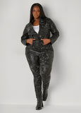 Camo Faux Leather Jacket