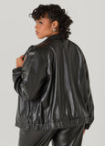 Studded Faux Leather Bomber Jacket