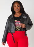 Cropped Faux Leather Moto Jacket