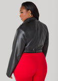 Cropped Faux Leather Moto Jacket
