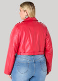 Cropped Faux Leather Moto Jacket
