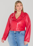 Cropped Faux Leather Moto Jacket