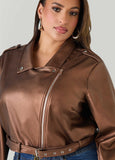 Cropped Faux Leather Moto Jacket