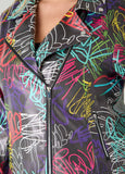 Graffiti Faux Leather Moto Jacket