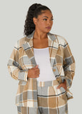 Button Front Plaid Boyfriend Blazer