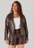 Button Front Faux Leather Jacket