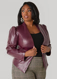 Puff Sleeve Faux Leather Jacket