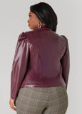 Puff Sleeve Faux Leather Jacket