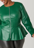 Faux Leather Peplum Jacket