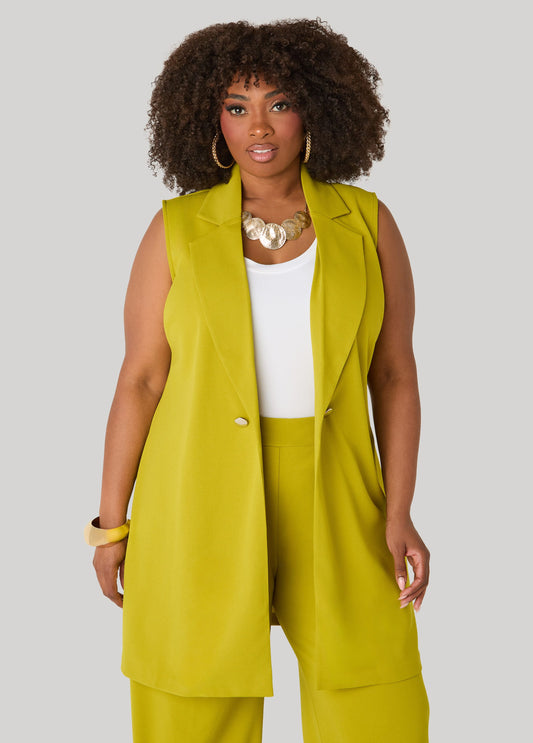 Button Embellished Open Front Vest