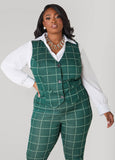 Plus Size Paneled Plaid Vest