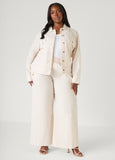 Frayed Linen Blend Trucker Jacket