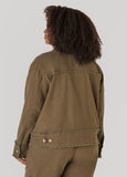 Frayed Linen Blend Trucker Jacket