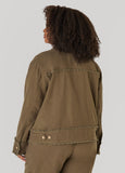 Frayed Linen Blend Trucker Jacket