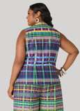 Plaid Zip Front Vest