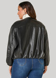 Plus Size Faux Leather Bubble Jacket