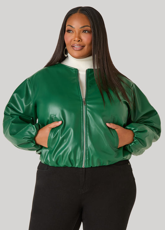 Faux Leather Bubble Jacket